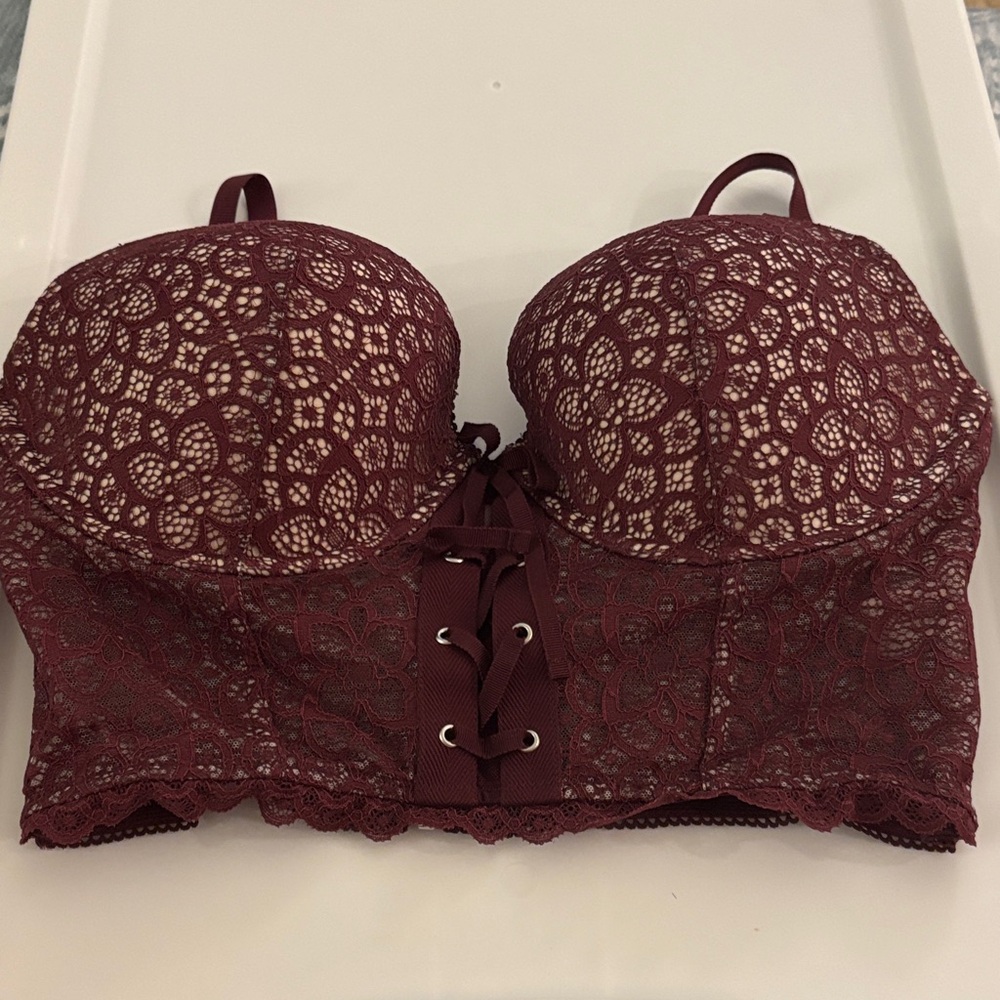 Victoria's Secret Deep Red Lace Long Line Bra. Brand new with tags.